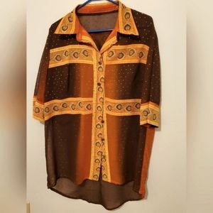 New handmade women plus 1X chiffon self sequined blouse